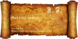 Matity Hunor névjegykártya